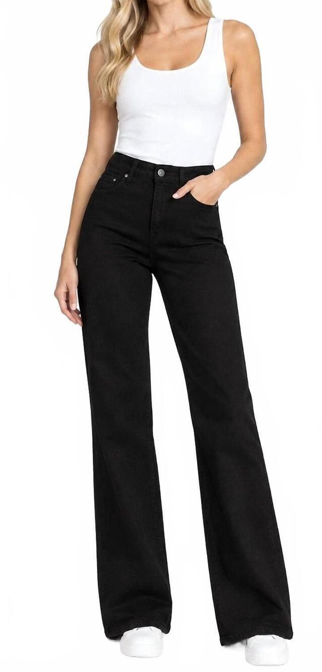 NEW L'AGENCE clayton high rise wide leg jeans in black